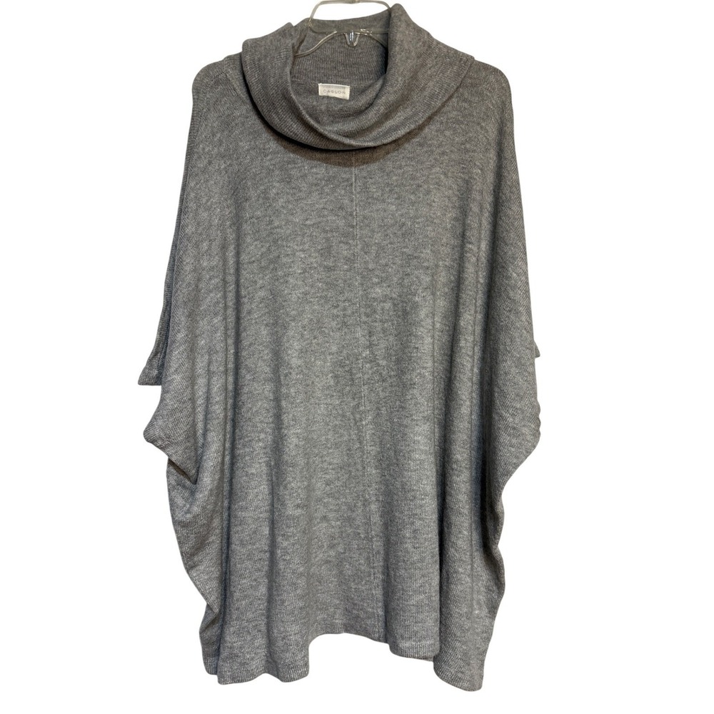 Caslon Women's Gray Cowl Neck Poncho Cape‎ Pullover Sweater Plus Size 0X/1X